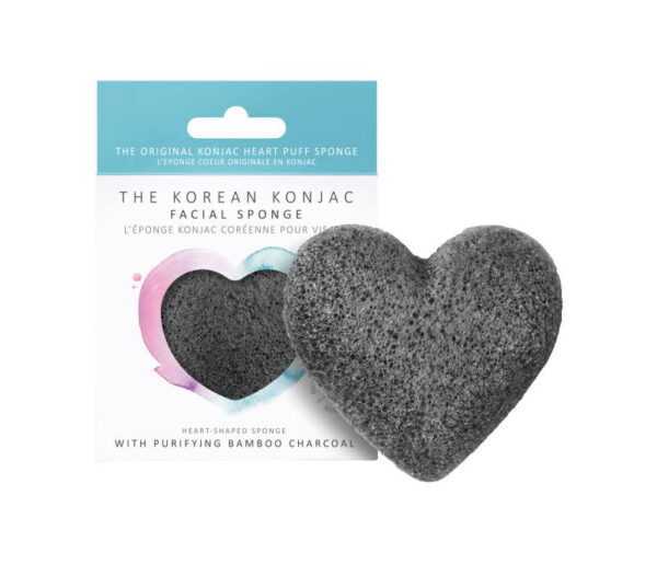 Konjac Heart Sponge Bamboo Charcoal spugna detergente viso