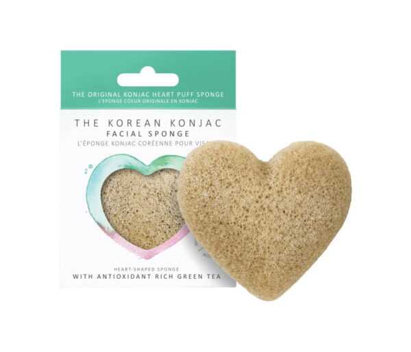 Konjac Heart Sponge Green Tea spugna detergente viso
