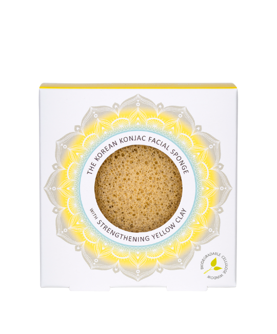 Mandala Konjac Facial Sponge Yellow Clay spugna viso